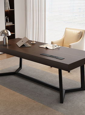 意式极简全实木书桌椅组合现代简约家用卧室书房写字台办公电脑桌