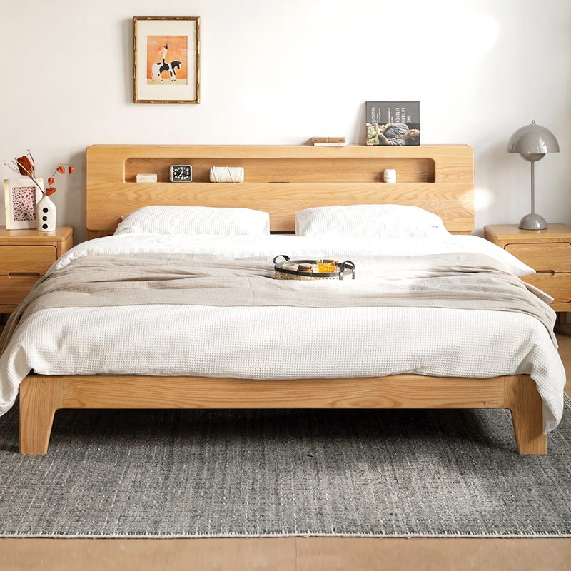 匠米诺全实木床卧室1.8橡木北欧床现代简约1.5米主卧双人床家具