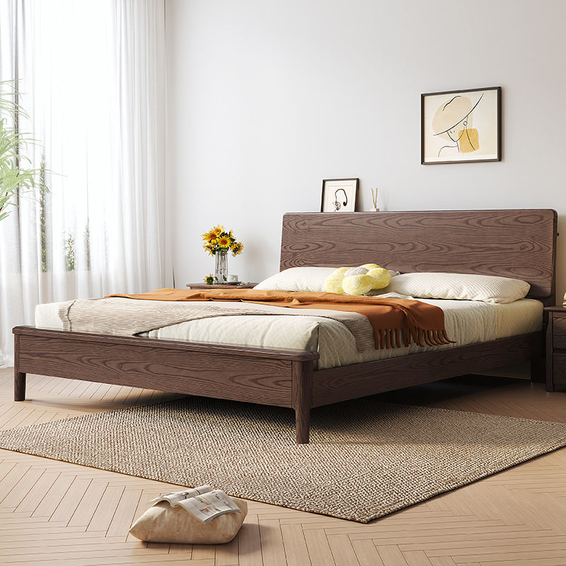 白蜡木全实木床北欧现代双人大床北欧简约小户型卧室家具单人床