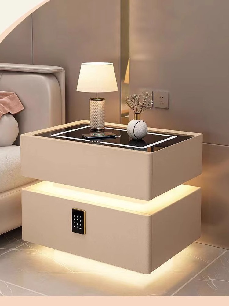 智能床头柜悬浮2023新款卧室全实木简约现代轻奢高级感网红多功能