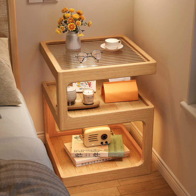 床头柜轻奢高级感卧室简约现代小型置物架全实木床边储物柜置物柜