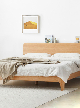 全实木床红橡木单双人床大卧室北欧风格现代简约1.8米1米婚床