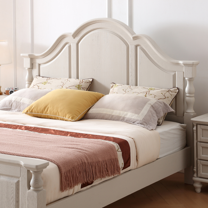 纯全实木原木床小美式轻奢欧式意式红橡木卧室1.8米1.5双人床现货