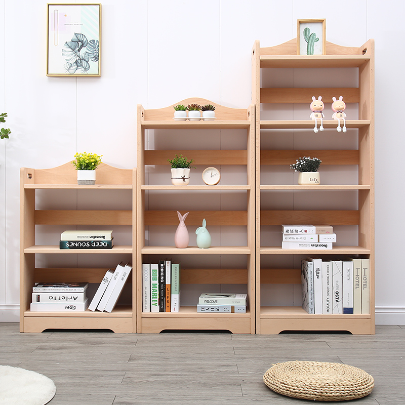 全实木榉木卧室儿童小户型它成套家具架子书架原木单个书柜日式