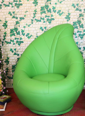 设计师创意休闲单人沙发懒人树叶皮布艺现代美式轻奢卧室客厅座椅