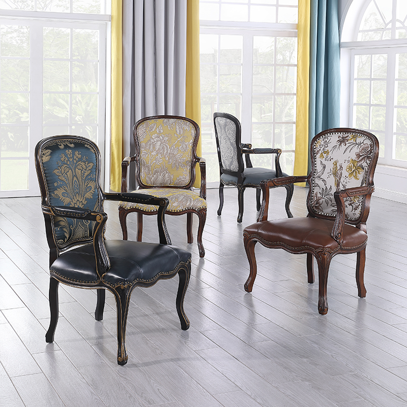 美式实木沙发椅欧式复古老虎椅客厅单人椅卧室休闲椅小户型椅子