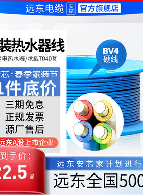 远东电缆BV4平方阻燃家装国标单芯单股铜芯线热水器电线【硬线】