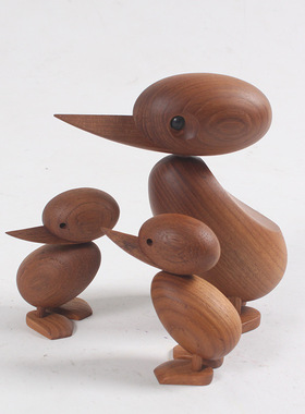 北欧实木装饰木质鸭子家装工艺品木玩具礼品美式乡村木偶礼物摆件