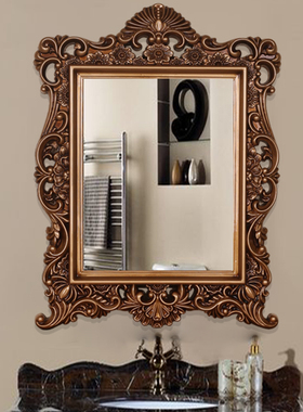 复古雕花欧式壁挂装饰镜美式女神梳妆镜卫浴镜子美容美发镜浴室镜