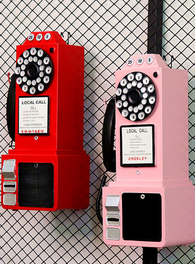 美式复古老式电话机模型壁挂墙上装饰网红奶茶店酒吧餐厅墙面挂件