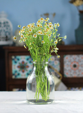 美式敞口简约鲜花植物玻璃花瓶餐桌水培摆件花店家装饰品软装摆件