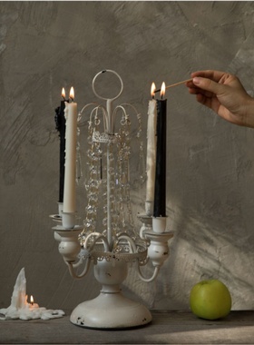 新品CHICROSE美式欧式法式白色复古多头蜡烛烛台餐桌客厅居家装饰
