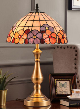 美式台灯居家装饰床头灯led现代复古客厅卧室合金玻璃灯奢华灯具