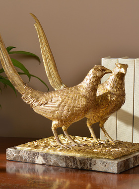美式新古典纯铜鸟摆件欧式客厅书房办公室酒柜动物奢华家装装饰品