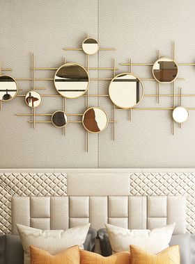 简约现代墙面装饰品金属壁挂轻奢铁艺挂件酒店餐厅样板房镜子壁饰