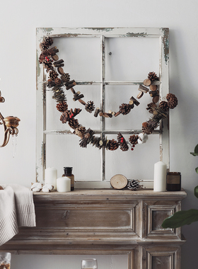 原始松果树叶挂件摆件壁饰餐厅墙面创意家装饰品房间卧室圣诞挂饰