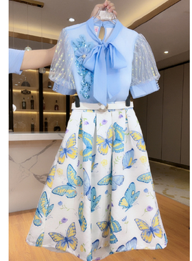 芙娜妮新中式设计感重工刺绣2024年夏季两件套时尚套装裙F2411326