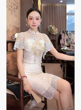 芙娜妮新中式旗袍裙收腰改良版设计感国风显瘦夏季连衣裙F2412603