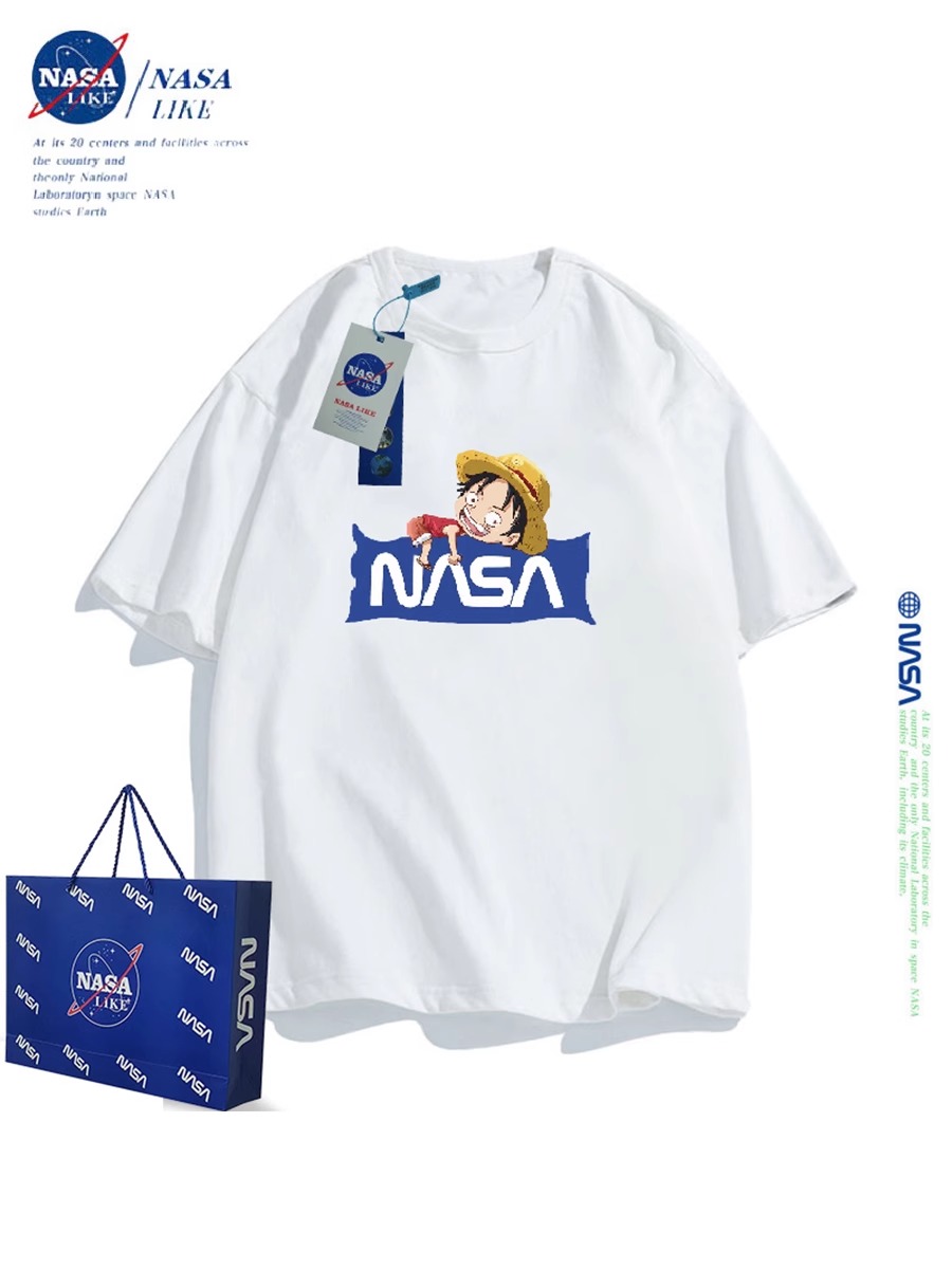 NASA联名海贼王路飞儿童纯棉短袖t恤夏装2024小中大童男女童上衣