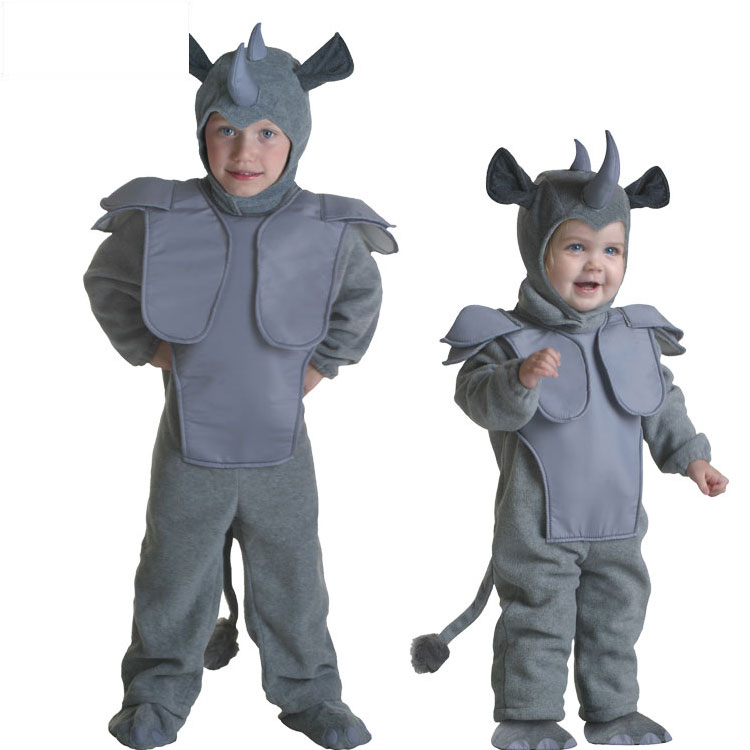 儿童节万圣节聚会儿童幼儿非洲动物可爱逼真灰色犀牛表演演出服装