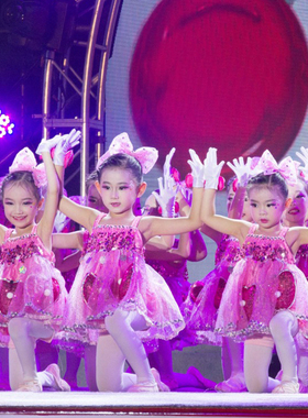 儿童舞蹈一双小小手表演服小荷风采舞台演出服女童蓬蓬粉可爱纱裙