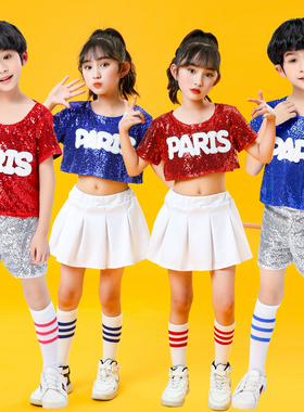 六一儿童演出服幼儿园啦啦队舞蹈服亮片蓬蓬纱裙男女童表演服装