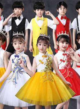 六一儿童大合唱演出服小学生女童公主蓬蓬裙幼儿园舞蹈朗诵表演服