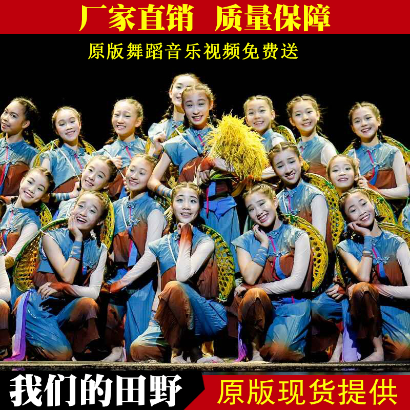 第十届小荷风采我们的田野儿童演出服女童舞蹈服道具斗笠表演服装