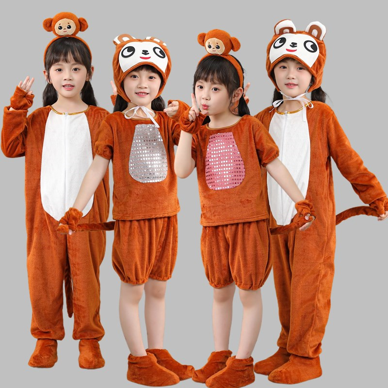 新款儿童小猴子演出服动物话剧猴子捞月幼儿园猴子狐狸舞蹈表演服