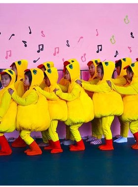 新款儿童小黄鸭动物演出服小鸭子舞台服幼儿加油鸭小鸡纱裙服装