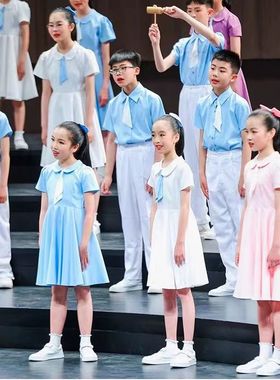 新款六一儿童合唱服演出服女童礼服大合唱团中小学生朗诵表演服装