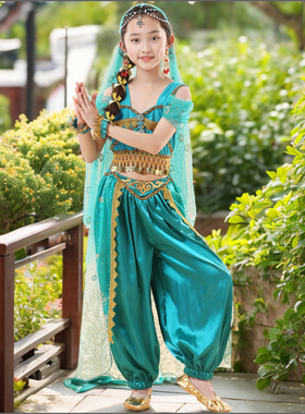 儿童印度舞演出服花儿新疆敦煌女童异域风情民族茉莉公主舞蹈服装