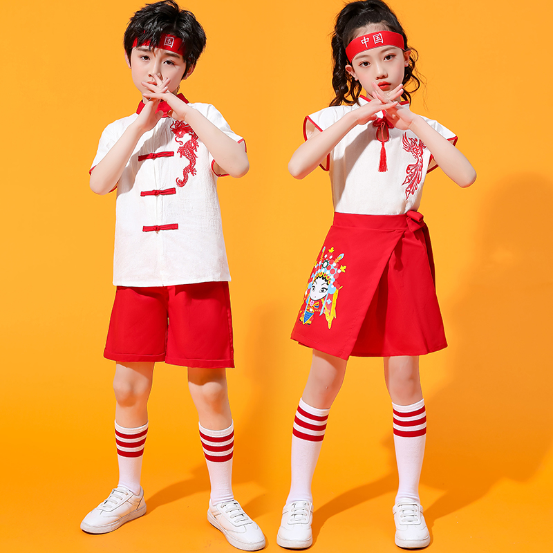 六一儿童表演服装小学生运动会中国风啦啦队幼儿园毕业照演出服