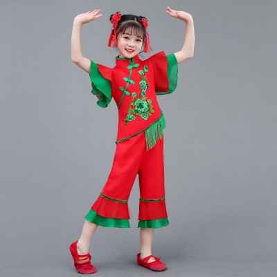 六一儿童演出服女童开门红喜庆秧歌服中国风舞蹈服幼儿手绢表演服