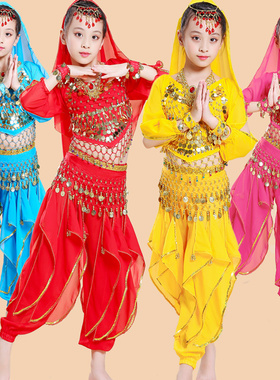 儿童印度舞服装女童印度舞演出服少儿肚皮舞表演服幼儿新疆舞蹈服