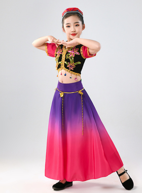 元旦小小古丽新疆舞少数民族演出服西域风情维族舞蹈儿童表演服