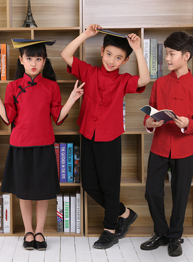 儿童民国五四青年服装六一学生幼儿园毕业朗诵合唱运动会演出服