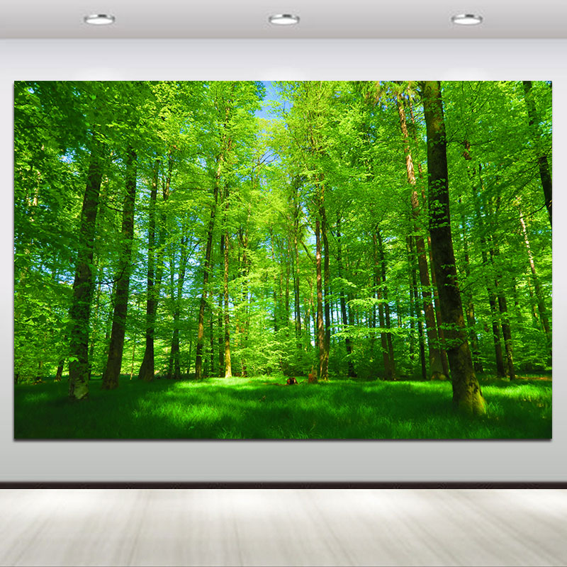 树木森林风景装饰画客厅卧室墙壁贴画树林绿色护眼书房儿童房挂画