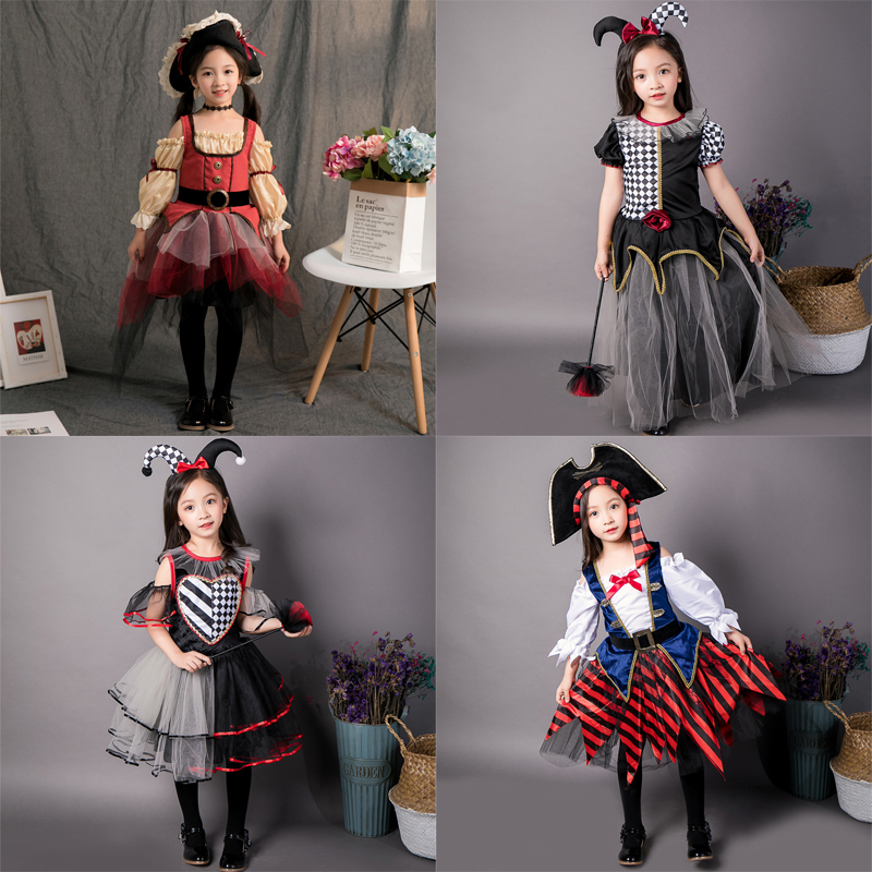 万圣节儿童服装小丑回魂cosplay化妆舞会女童海盗裙角色扮演服饰