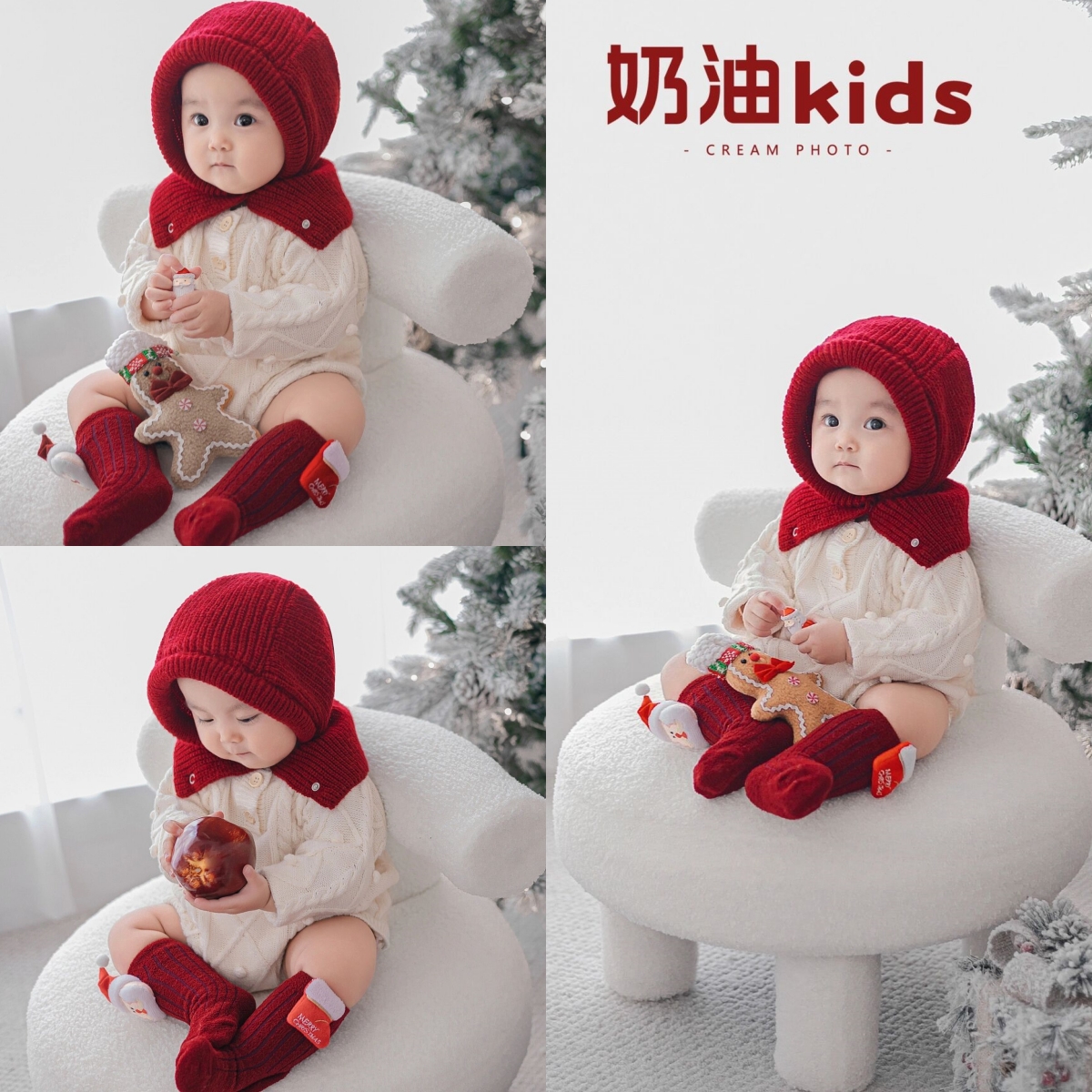 新款儿童摄影服装雪人圣诞节小红帽宝宝百天照周岁照拍照服装道具