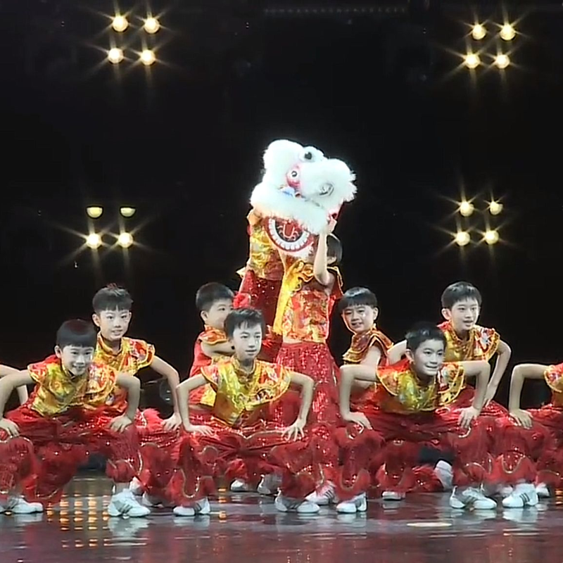 六一打鼓服演出服中国风雄狮少年舞蹈服装醒狮表演服儿童舞龙舞狮