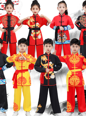 儿童武术服中国风体操校运会演出服中小学生舞龙打鼓服训练功服装