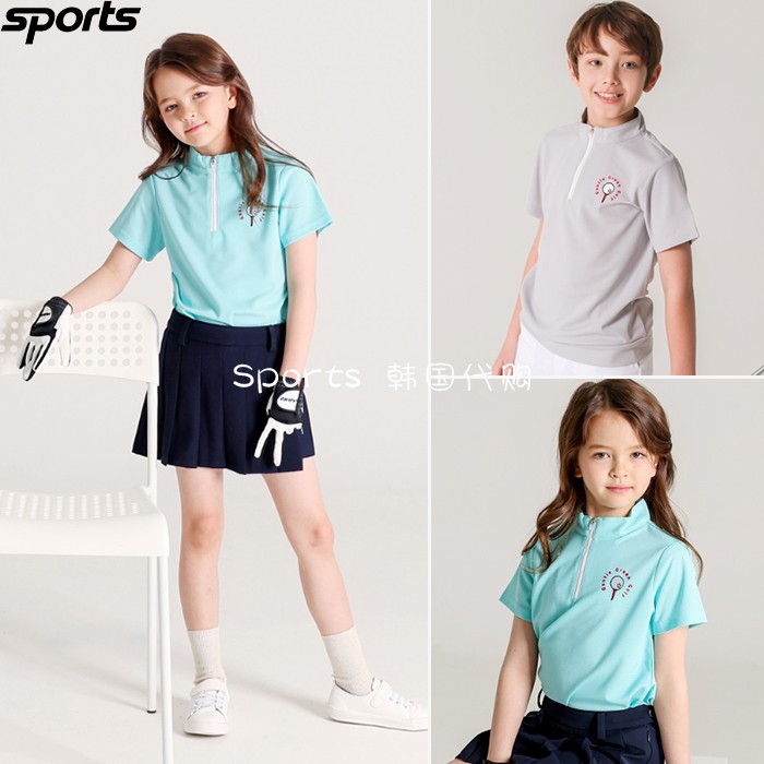 韩国代购GENTLEGREEN儿童高尔夫服饰23年夏男女童速干透气短袖T恤