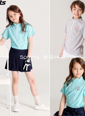 韩国代购GENTLEGREEN儿童高尔夫服饰23年夏男女童速干透气短袖T恤