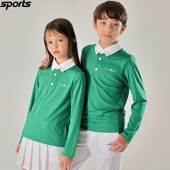 韩国代购GENTLEGREEN儿童高尔夫服饰穿搭23年秋男女童POLO长袖衫