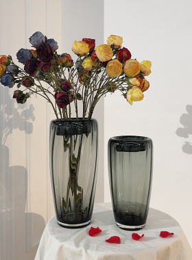 现代轻奢透明玻璃花器插花花瓶摆件家居客厅电视柜简约餐桌装饰品