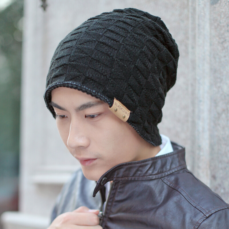 男士帽子冬季针织毛线韩版包头帽套头帽冬天户外运动帽潮款男帽