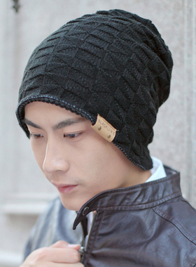 男士帽子冬季针织毛线韩版包头帽套头帽冬天户外运动帽潮款男帽