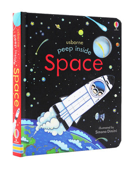 英文原版儿童绘本 Usborne Peep Inside Space 偷偷看里面系列 太空星球 洞洞书 纸板科普翻翻机关书 早教启蒙认知