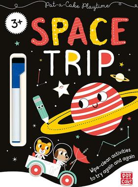 现货 游戏时间：太空旅行！英文原版 Pat-a-Cake Playtime: Space Trip! 可擦书  儿童科学思维启蒙早教绘本